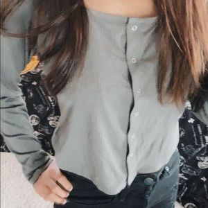 Olive Green Long Sleeve Top